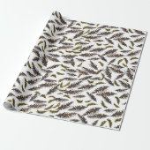 Witte Kerst Winter Dennenkegels Inpakpapier (Uitgerold)