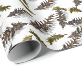 Witte Kerst Winter Dennenkegels Inpakpapier (Rol Hoek)