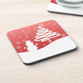 Witte Kerst Winter Wonderland Snowman Tree Bier Onderzetter (Linkerzijde)