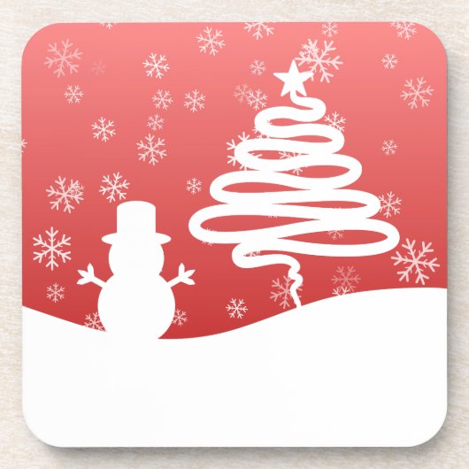 Witte Kerst Winter Wonderland Snowman Tree Bier Onderzetter (Voorkant)