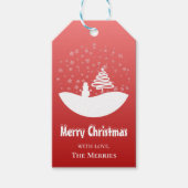 Witte Kerst Winter Wonderland Snowman Tree Cadeaulabel (Voorkant)