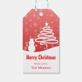 Witte Kerst Winter Wonderland Snowman Tree Cadeaulabel
