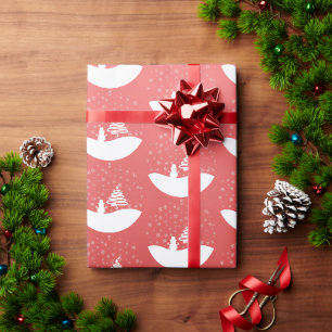 Witte Kerst Winter Wonderland Snowman Tree Cadeaupapier