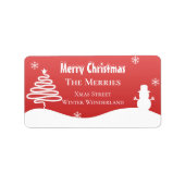Witte Kerst Winter Wonderland Snowman Tree Etiket (Voorkant)