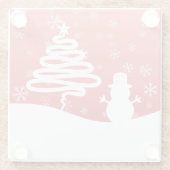 Witte Kerst Winter Wonderland Snowman Tree Glazen Onderzetter (Achterkant)