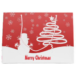 Witte Kerst Winter Wonderland Snowman Tree Groot Cadeauzakje