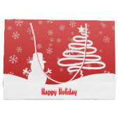 Witte Kerst Winter Wonderland Snowman Tree Groot Cadeauzakje (Achterkant)