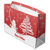 Witte Kerst Winter Wonderland Snowman Tree Groot Cadeauzakje (Achterkant Gekanteld)