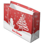 Witte Kerst Winter Wonderland Snowman Tree Groot Cadeauzakje (Voorkant Gekanteld)