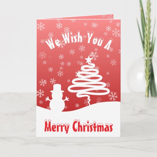 Witte Kerst Winter Wonderland Snowman Tree Kaart (Voorkant)