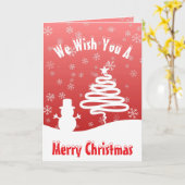 Witte Kerst Winter Wonderland Snowman Tree Kaart (Gele Bloem)