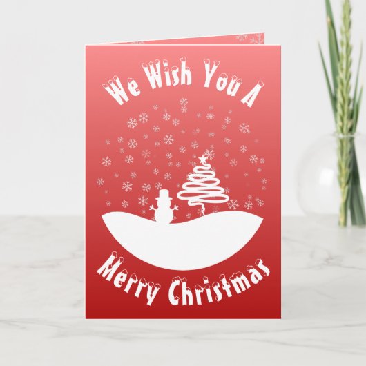 Witte Kerst Winter Wonderland Snowman Tree Kaart (Voorkant)
