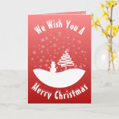 Witte Kerst Winter Wonderland Snowman Tree Kaart (Gele Bloem)