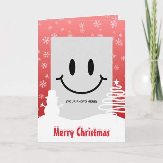 Witte Kerst Winter Wonderland Snowman Tree Kaart (Voorkant)