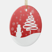 Witte Kerst Winter Wonderland Snowman Tree Keramisch Ornament (Rechts)