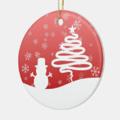 Witte Kerst Winter Wonderland Snowman Tree Keramisch Ornament (Links)