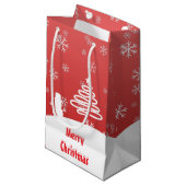 Witte Kerst Winter Wonderland Snowman Tree Klein Cadeauzakje (Voorkant Gekanteld)