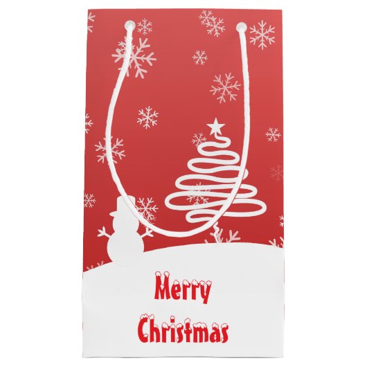 Witte Kerst Winter Wonderland Snowman Tree Klein Cadeauzakje (Voorkant)