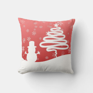 Witte Kerst Winter Wonderland Snowman Tree Kussen