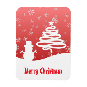 Witte Kerst Winter Wonderland Snowman Tree Magneet