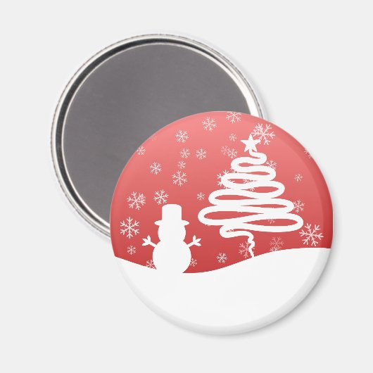 Witte Kerst Winter Wonderland Snowman Tree Magneet (Voorkant / Achterkant)