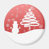Witte Kerst Winter Wonderland Snowman Tree Magneet (Voorkant)