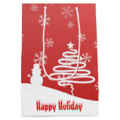 Witte Kerst Winter Wonderland Snowman Tree Medium Cadeauzakje (Achterkant)