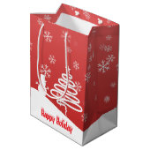 Witte Kerst Winter Wonderland Snowman Tree Medium Cadeauzakje (Achterkant Gekanteld)