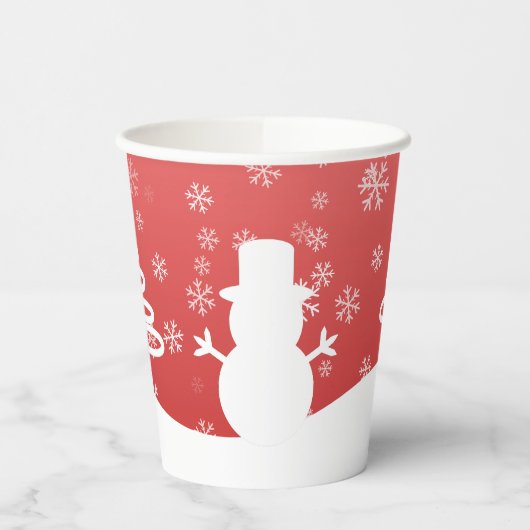 Witte Kerst Winter Wonderland Snowman Tree Papieren Bekers (Links)