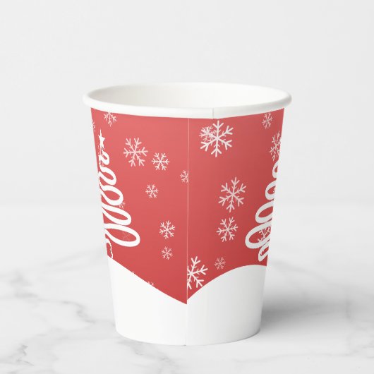 Witte Kerst Winter Wonderland Snowman Tree Papieren Bekers (Rechts)