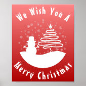 Witte Kerst Winter Wonderland Snowman Tree Poster (Voorkant)