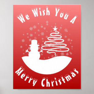 Witte Kerst Winter Wonderland Snowman Tree Poster
