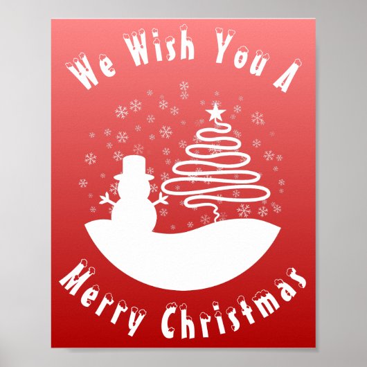 Witte Kerst Winter Wonderland Snowman Tree Poster (Voorkant)