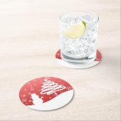 Witte Kerst Winter Wonderland Snowman Tree Ronde Kartonnen Onderzetter (Insitu)