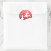 Witte Kerst Winter Wonderland Snowman Tree Ronde Sticker (Tas)