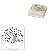 Witte Kerst Winter Wonderland Snowman Tree Rubberstempel (Gestempeld)