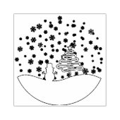 Witte Kerst Winter Wonderland Snowman Tree Rubberstempel (Afrduk)