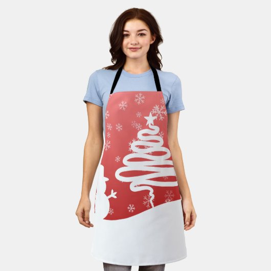 Witte Kerst Winter Wonderland Snowman Tree Schort (Gedragen)