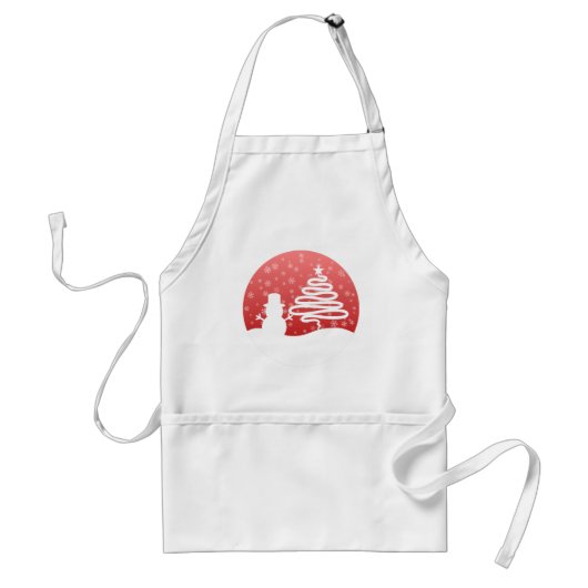 Witte Kerst Winter Wonderland Snowman Tree Standaard Schort (Voorkant)