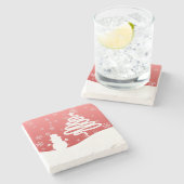 Witte Kerst Winter Wonderland Snowman Tree Stenen Onderzetter (Zijkant)