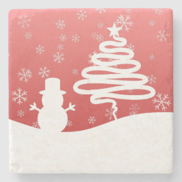 Witte Kerst Winter Wonderland Snowman Tree Stenen Onderzetter