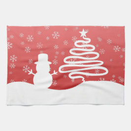 Witte Kerst Winter Wonderland Snowman Tree Theedoek