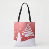 Witte Kerst Winter Wonderland Snowman Tree Tote Bag (Voorkant)