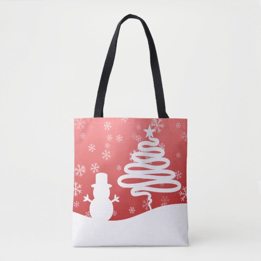 Witte Kerst Winter Wonderland Snowman Tree Tote Bag (Voorkant)