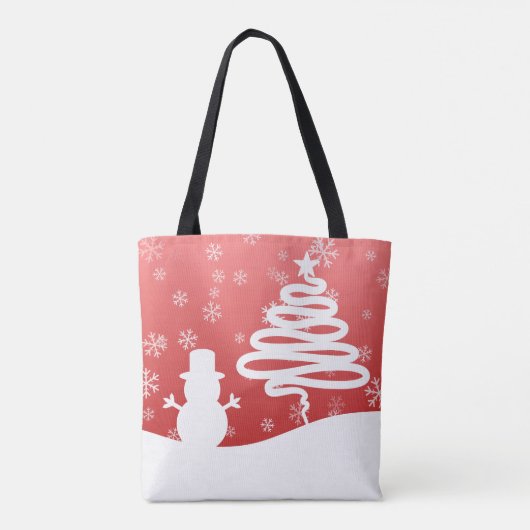 Witte Kerst Winter Wonderland Snowman Tree Tote Bag (Achterkant)