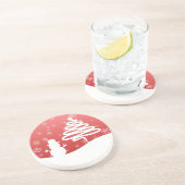 Witte Kerst Winter Wonderland Snowman Tree Zandsteen Onderzetter (Zijkant)