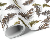 Witte Kerst Winterse Denneappels Inpakpapier (Rol Hoek)