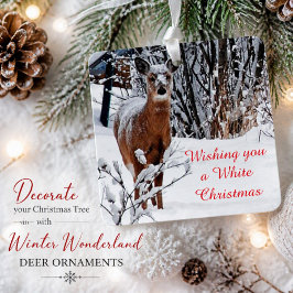Witte Kerst Witstaarthertenen ornament