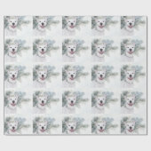 Witte kerstbal cadeaupapier (Vlak)