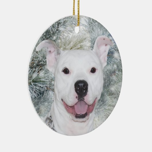 Witte kerstbal keramisch ornament (Rechts)